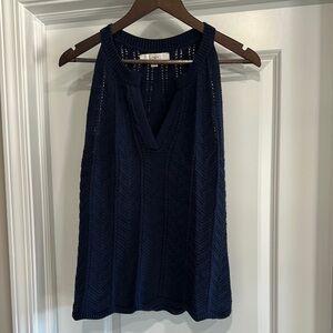 Navy Blue Knit Sleeveless Top